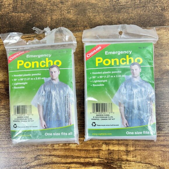 Mens Poncho Jacket Coghlans Vinyl Cycling Commuting Clear SET of 2 - Picture 1 of 5